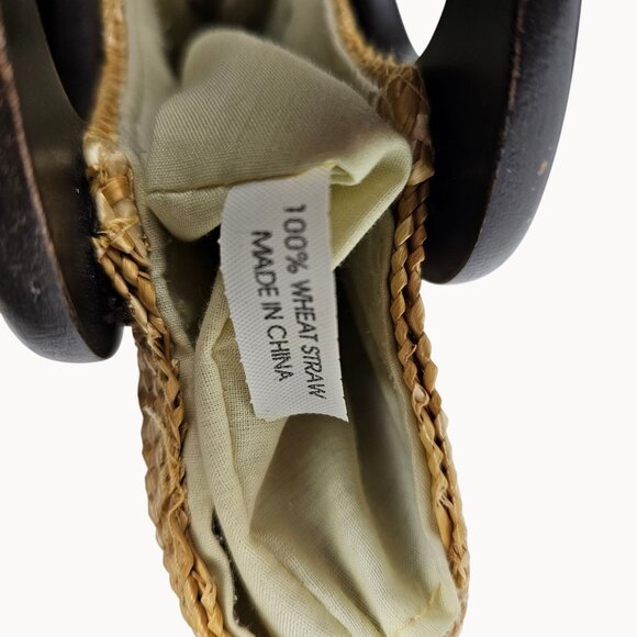 Wicker Wood Handled Handbag Boho Cottagecore Inner Pockets Beach Vacation Trip - Picture 5 of 16